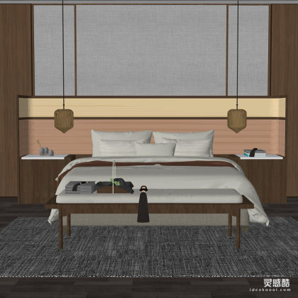 新中式双人床 床尾凳 床尾榻丨