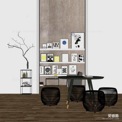 北欧餐桌椅组合 餐椅 挂画丨