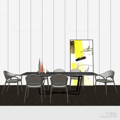 餐桌椅组合 餐椅 挂画丨