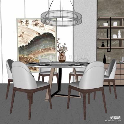 餐桌椅组合 餐椅 挂画丨