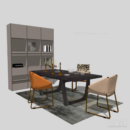 餐桌椅组合 餐椅 烛台丨