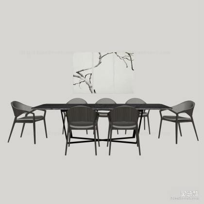 餐桌椅组合 餐椅 挂画丨