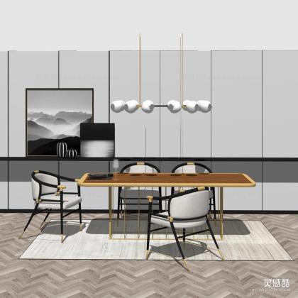 北欧餐桌椅组合 餐椅 挂画 餐厅丨