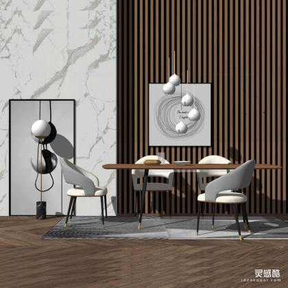 北欧餐桌椅组合 餐椅 挂画 餐厅丨