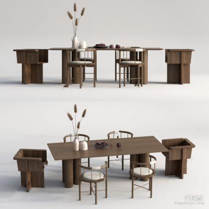 侘寂餐桌椅组合 餐椅丨