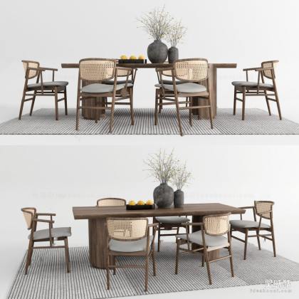 侘寂餐桌椅组合 餐椅丨