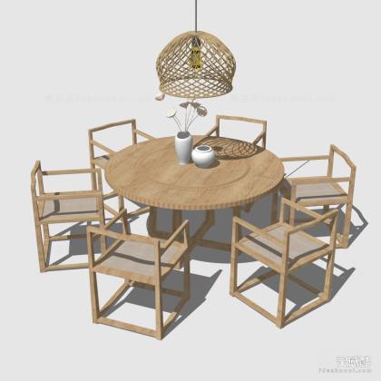 中式餐桌椅组合 餐椅丨