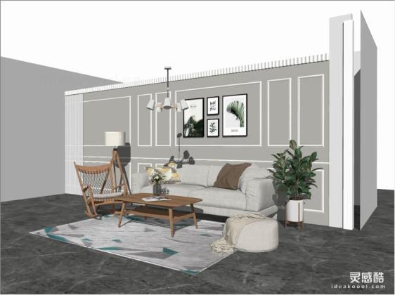 北欧客厅 沙发茶几组合 挂画丨