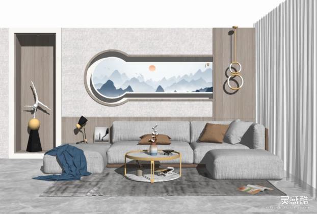 现代风格客厅 沙发茶几组合丨