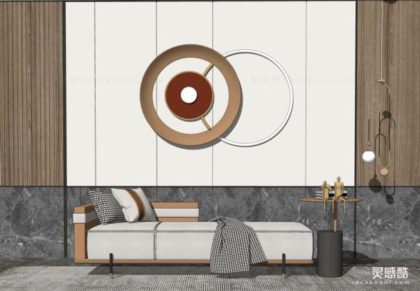 现代贵妃椅 墙饰 客厅丨