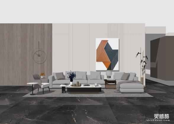 沙发茶几组合 客厅 挂画丨