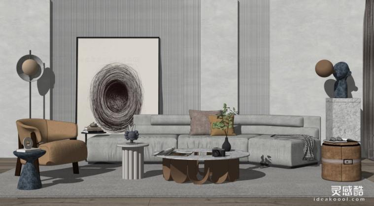 现代客厅 沙发茶几组合 单人沙发丨