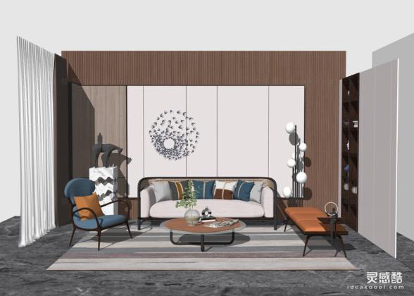 新中式客厅 沙发茶几组合丨