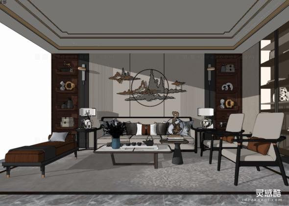 新中式轻奢客厅 沙发茶几组合丨