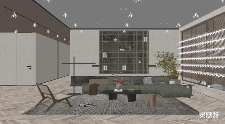 侘寂风客厅 沙发茶几组合丨