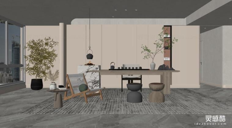 侘寂风客厅 沙发茶几组合丨