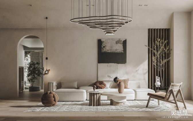 侘寂风客厅 沙发茶几组合丨