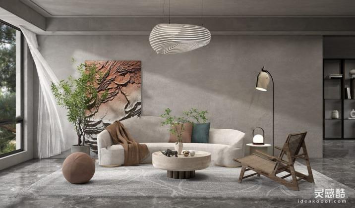 侘寂风客厅 沙发茶几组合丨