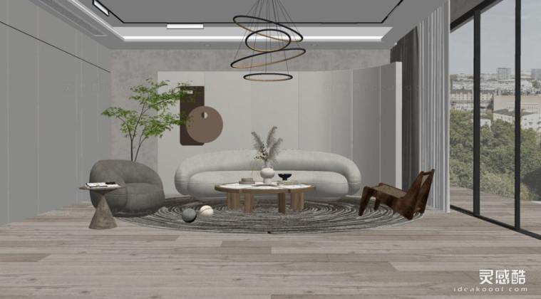 侘寂风客厅 沙发茶几组合丨