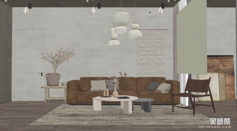 侘寂风客厅 沙发茶几组合丨