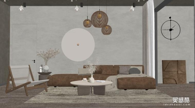 侘寂风客厅 沙发茶几组合丨