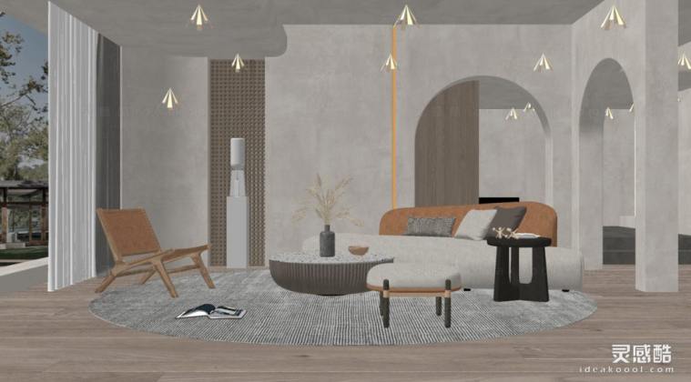 侘寂风客厅 沙发茶几组合丨