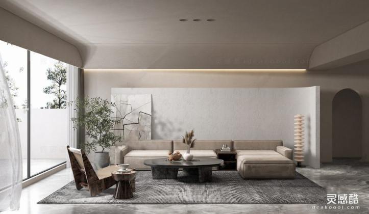 侘寂风客厅 沙发茶几组合丨