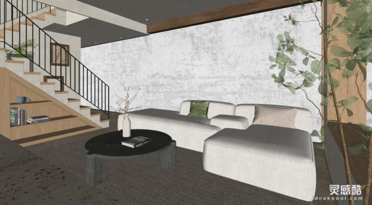 侘寂风客厅 沙发茶几组合丨