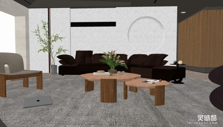 侘寂风客厅 沙发茶几组合丨