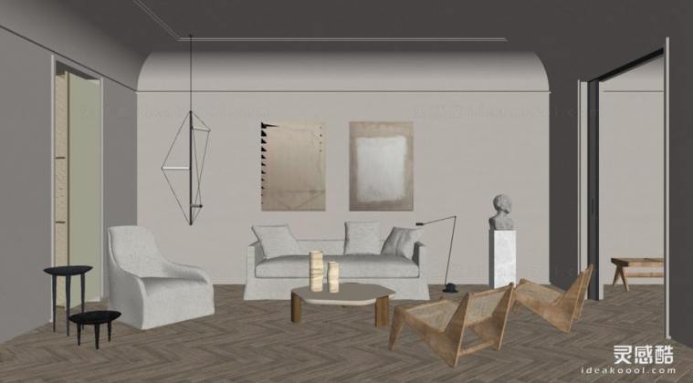 侘寂风客厅 沙发茶几组合丨