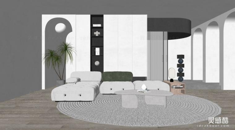 侘寂风客厅 沙发茶几组合丨