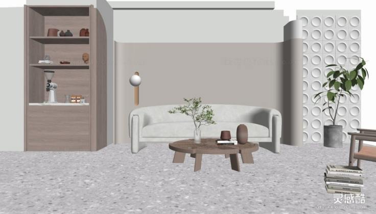 侘寂风客厅 沙发茶几组合丨