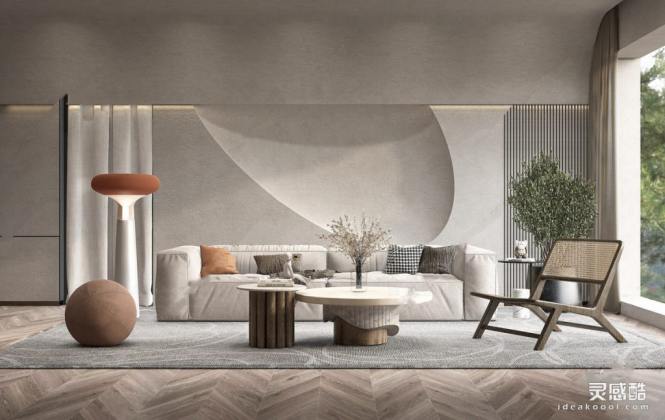 侘寂风客厅 沙发茶几组合丨