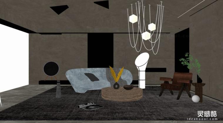 侘寂风客厅 沙发茶几组合丨