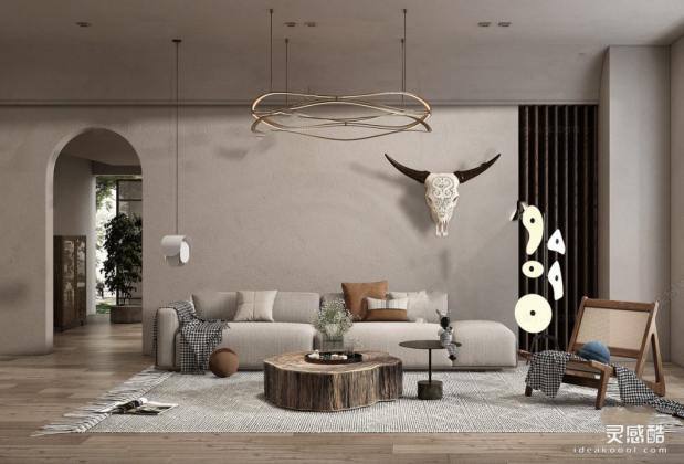 侘寂风客厅 沙发茶几组合丨