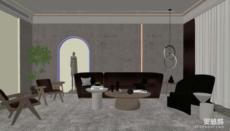 侘寂风客厅 沙发茶几组合丨
