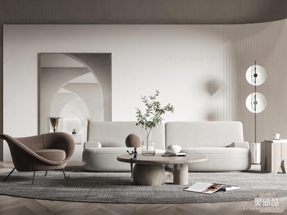侘寂风客厅 沙发茶几组合丨