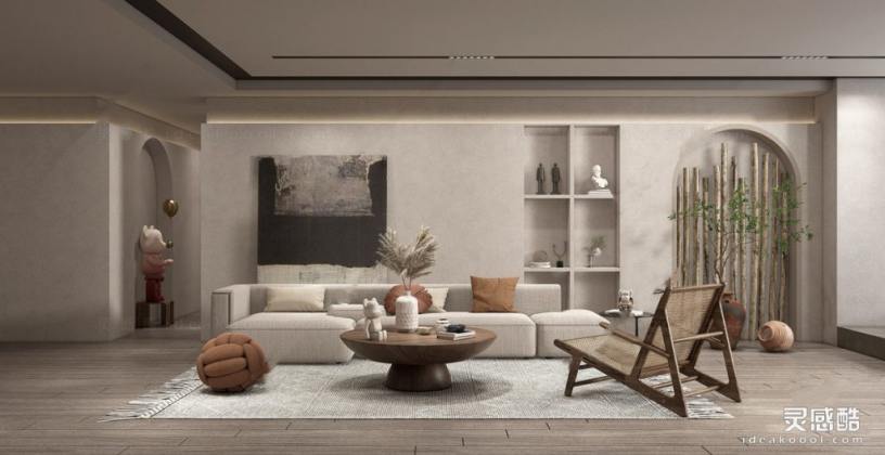 侘寂风客厅 沙发茶几组合丨