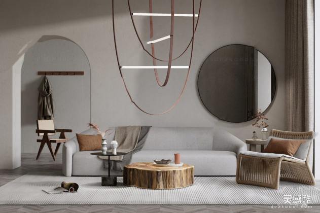 侘寂风客厅 沙发茶几组合丨