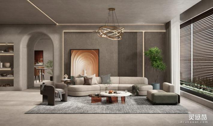 侘寂风客厅 沙发茶几组合丨