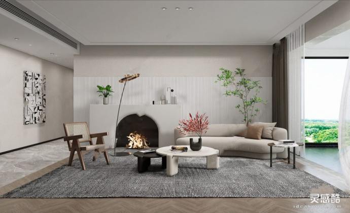 侘寂风客厅 沙发茶几组合丨