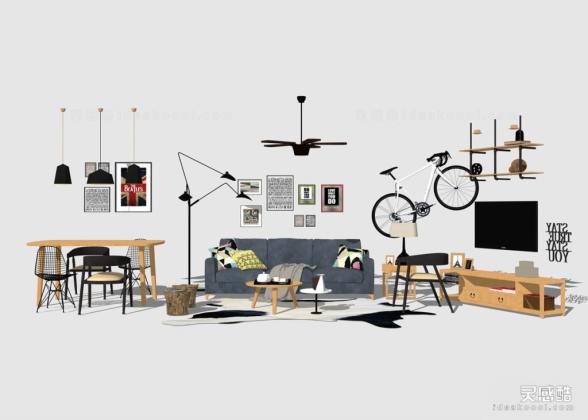 现代北欧客厅 沙发茶几组合丨