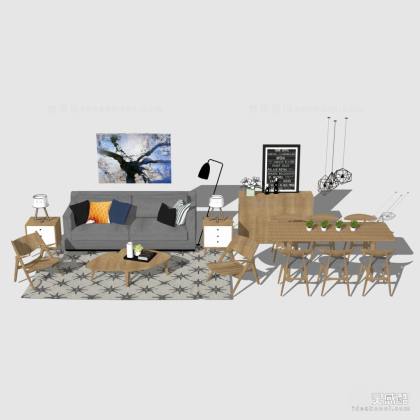 现代北欧客厅 沙发茶几组合丨