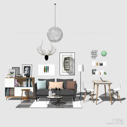 现代北欧客厅 沙发茶几组合丨