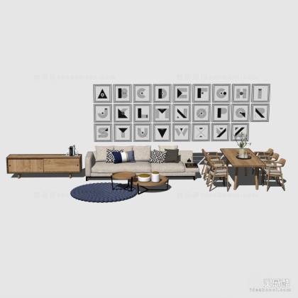 现代北欧客厅 沙发茶几组合丨