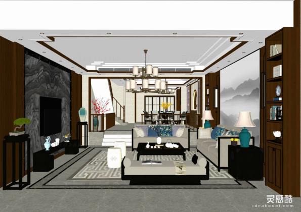 新中式客厅 沙发茶几组合丨