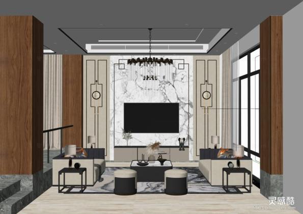 新中式客厅 沙发茶几组合丨