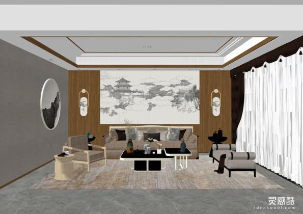 新中式客厅 沙发茶几组合丨