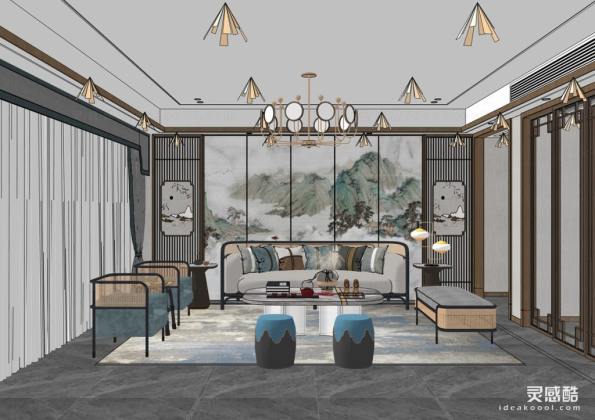 新中式客厅 沙发茶几组合丨