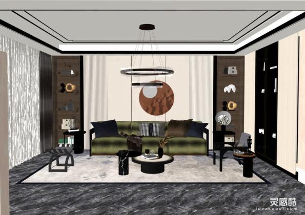 新中式客厅 沙发茶几组合丨